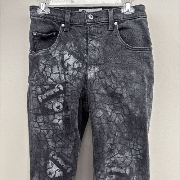 Levis SilverTab Mom Jeans 28 Black Womens High Rise Lion Cub Painted 28x28 - Picture 8 of 11